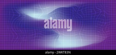 Gradient background with distorted wavy checkered pattern. Horizontal blurred gradient mesh background. Purple lilac color. Vector illustration. Stock Vector
