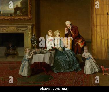 John, Fourteenth Lord Willoughby de Broke, and his Family; Johann Zoffany (German, 1733 - 1810); England; about 1766; Oil on canvas; 101.9 x 127.3 cm (40 1/8 x 50 1/8 in.); 96.PA.312 Stock Photo