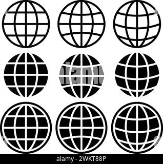 Earth icons set. Vector globes on transparent background Stock Vector