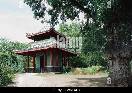 Restored Chinese Pagoda in Victoria Park, East London UK Stock Photo