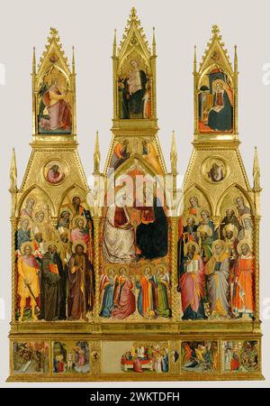 Polyptych with Coronation of the Virgin and Saints; Cenni di Francesco di Ser Cenni (Italian (Florentine), active 1369/1370 - 1415); Florence, Tuscany, Italy; about 1390s; Tempera and gold leaf on panel; Framed [outer dim]: 355.6 × 239.1 cm (140 × 94 1/8 in.); 71.PB.31 Stock Photo