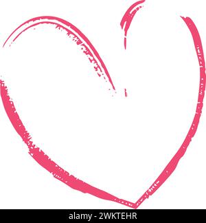 Heart symbol, hand drawn grunge texture love icon for romantic trendy doodle art for decoration element in a glyph pictogram illustration Stock Vector