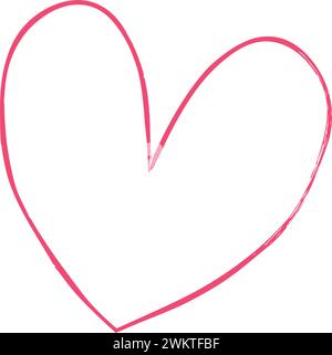 Heart symbol, hand drawn grunge texture love icon for romantic trendy doodle art for decoration element in a glyph pictogram illustration Stock Vector