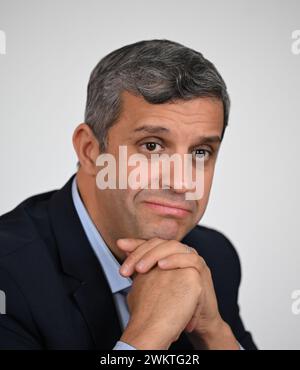 Berlin, Germany. 21st Feb, 2024. Raed Saleh, member of the Berlin House of Representatives and co-chairman of the SPD, during an interview with dpa. Credit: Soeren Stache/dpa/Alamy Live News Stock Photo