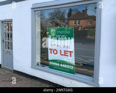 Chalfont St Giles, UK. 20th February, 2024. A retail unit to let. Credit: Maureen McLean/Alamy Stock Photo