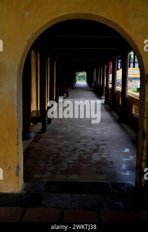 Colonnade in the Imperial Citadel of Hue Stock Photo