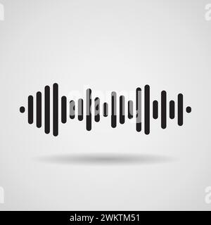 vector music background of audio sound waves pulse, equalizer voice frequency, black and white. simple illustration of audio sound wave signal. eps10 Stock Vector