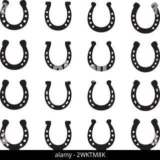 vector horseshoe as luck symbol, horse shoe isolated on white background. good luck or fortune sign. black horseshoe icons Stock Vector