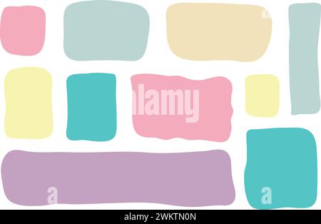 vector hand drawn colorful text boxes. empty speech bubbles. minimalist quote poster set. pastel color banners. quote frames blank template Stock Vector