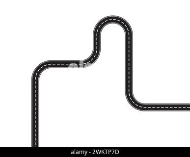 vector winding road with white markings. curved road isolated on white background Stock Vector