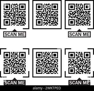 vector qr codes isolated on white background. supermarket scan qr codes Stock Vector