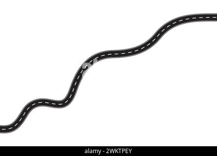 vector winding road with white markings. curved road isolated on white background Stock Vector