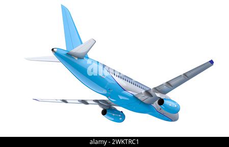 commercial passenger aircraft seen from behind, isolated on white. 3d render Stock Photo