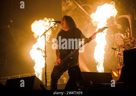 Tom Araya of Slayer performing at AthensRocks Festival in Athens Olympic Sports Complex / Greece, July 2019 Stock Photo