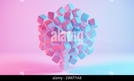 Cubic shapes arranged in a matrix with a 3D twist, forming an abstract and visually intriguing composition. Stock Photo