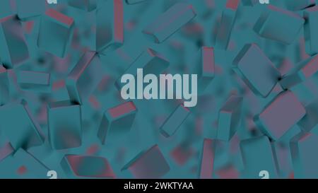 Cubic shapes arranged in a matrix with a 3D twist, forming an abstract and visually intriguing composition. Stock Photo