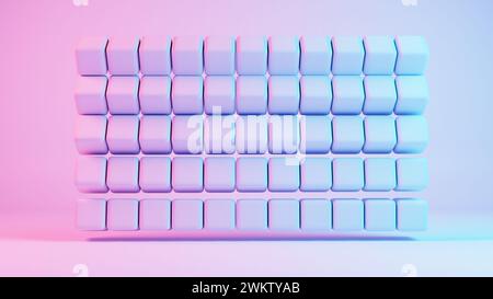Cubic shapes arranged in a matrix with a 3D twist, forming an abstract and visually intriguing composition. Stock Photo