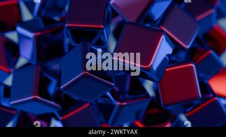 Cubic shapes arranged in a matrix with a 3D twist, forming an abstract and visually intriguing composition. Stock Photo