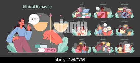 Ethical Behavior set. Balancing truth and rightness, exploring ...