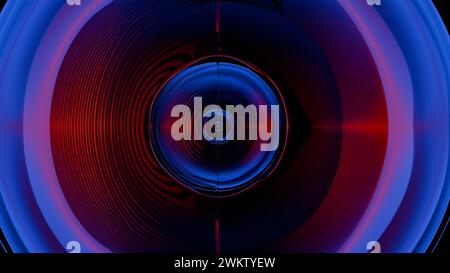 A close-up of a camera lens with multi-colored light painting effects, creating a vibrant and artistic interpretation of the lens's function and beaut Stock Photo