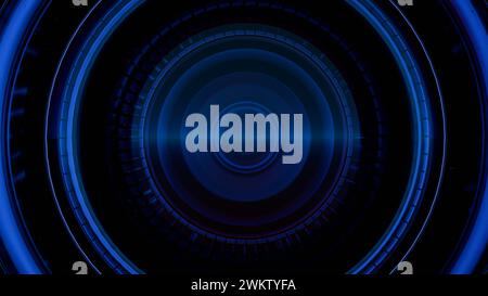 A close-up of a camera lens with multi-colored light painting effects, creating a vibrant and artistic interpretation of the lens's function and beaut Stock Photo