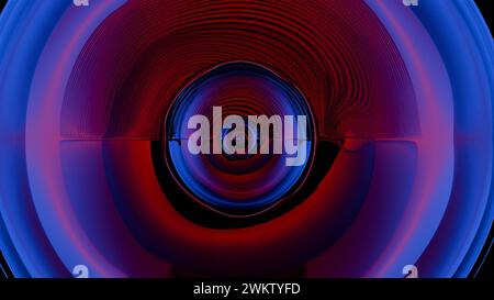 A close-up of a camera lens with multi-colored light painting effects, creating a vibrant and artistic interpretation of the lens's function and beaut Stock Photo