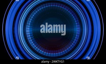 A close-up of a camera lens with multi-colored light painting effects, creating a vibrant and artistic interpretation of the lens's function and beaut Stock Photo