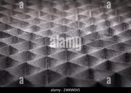 Dark Grid Texture Background: Minimalist Abstract Black and White Pattern for Slides and Graphic Design. Select Focus. Stock Photo