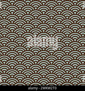 Sashiko seamless pattern with traditional Japanese embroidery, vector illustration. Traditional Japanese Folk Seigaiha. Stock Vector