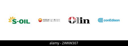 Consolidated Edison, Olin Corporation, S Oil, CNPC,Popular brand logo collection. Stock Vector