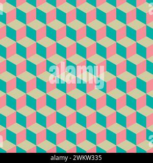 Abstract cube pattern. Colorful design, geometric 3d vector wallpaper, cube pattern background. Awesome geomeric abstract poligonal mosaic. Stock Vector