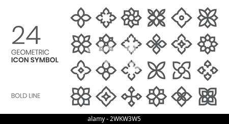geometric icon symbol set for pattern, logo, decoration vector outline style Stock Vector