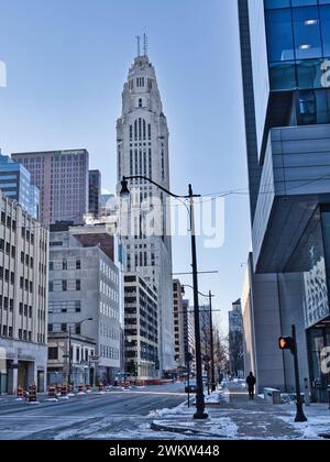 View of Columbus Ohio along N front St Downtown Leveque tower 2024 Stock Photo