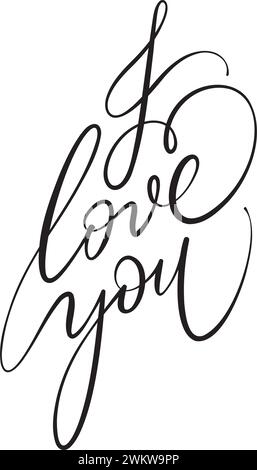 I love you lettering design hand writing calligraphic one line continuous vector Stock Vector