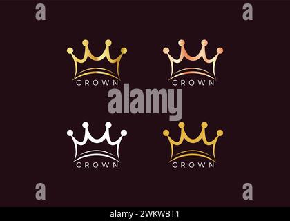 Minimalist Gold crown logo design vector template. Luxury kings crown ...