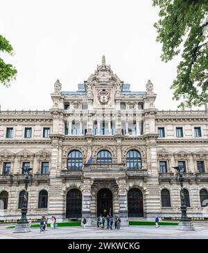 BILBAO, SPAIN - JUNE 14, 2023: Facade of the Biscay Foral Delegation Palace, an eclectic mansion in the Ensanche area of Bilbao, Spain. Stock Photo