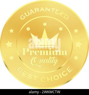 Premium Quality in Golden, Premium quality Label Vector, Best Choice Golden Stock Vector