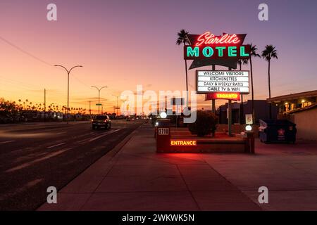 Neon Motel sign, Starlite Motel Mesa, Phoenix, Arizona, USA Stock Photo