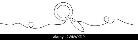 Continuous editable drawing of magnifier icon. One line drawing background. Vector illustration. Search symbol in one line style. Stock Vector