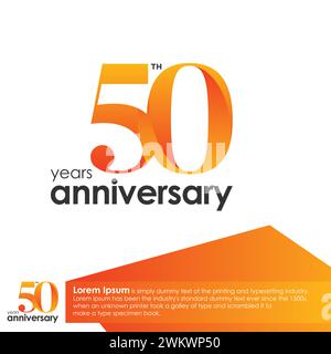 50th Anniversary logotype with orange color design template. Vector illustration Stock Vector
