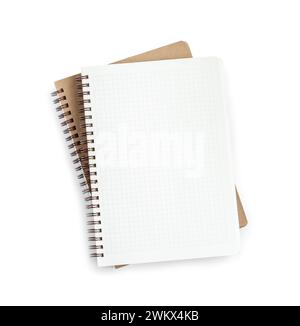 Two notebooks isolated on white, top view Stock Photo