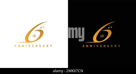 Modern and elegant number 6 logo design Stock Vector