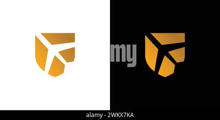 Simple and modern aircraft security logo design Stock Vector