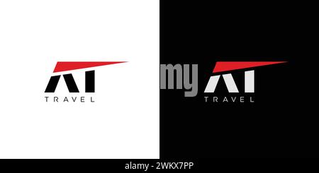 Unique and modern AT travel logo design Stock Vector
