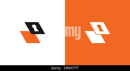 Unique and modern Key box logo design 2 Stock Vector