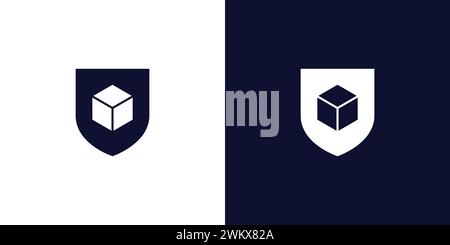 Unique and modern security box logo design Stock Vector