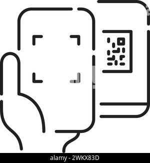 Scanning qr code from another smartphone. Using it for funds transfer or easy links access. Pixel perfect icon Stock Vector