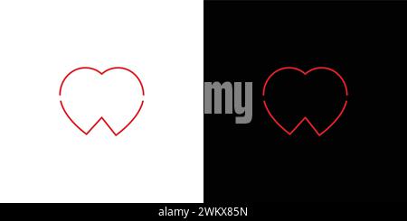 Unique and simple W heart logo design Stock Vector
