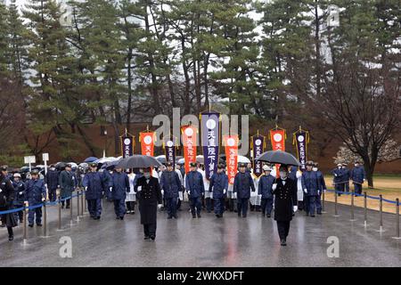 Tokyo, Japan. 23rd Feb, 2024. First well-wishers arrive at the Imperial Palace in Tokyo to greet the Emperor on his birthday on February 23, 2024, in Tokyo, Japan. (Credit Image: © POOL via ZUMA Press Wire) EDITORIAL USAGE ONLY! Not for Commercial USAGE! Stock Photo