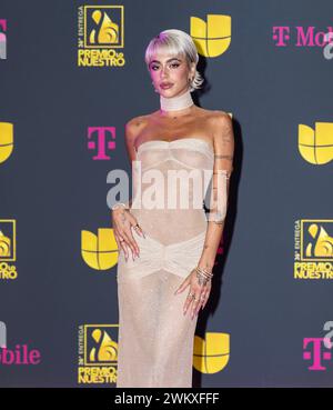 Miami, United States. 22nd Feb, 2024. Tini walks the red carpet at the Univision 2024 36th. edition of Premio Lo Nuestro award show at the Kaseya Center in Miami, Florida, Thursday, February 22, 2024. Photo by Gary I Rothstein/UPI Credit: UPI/Alamy Live News Stock Photo